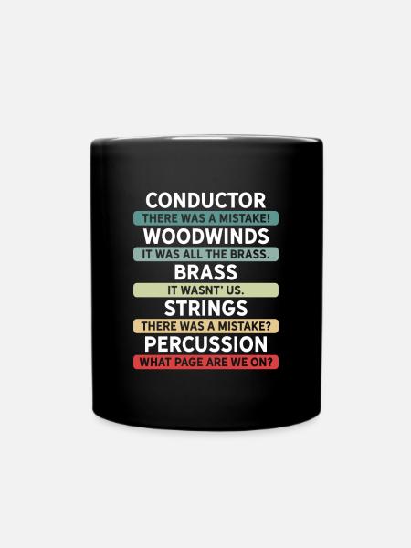 Funny conductor and orchestra - Full Colour Mug - black