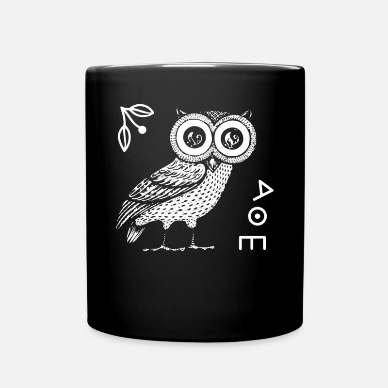Eule Der Athene, Griechische Mythologie - Tasse einfarbig - Schwarz