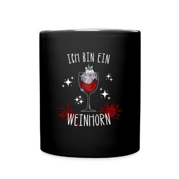 Einhorn Wein Weinhorn Weintrinker Weinliebhaber - Tasse einfarbig - Schwarz - Vorne