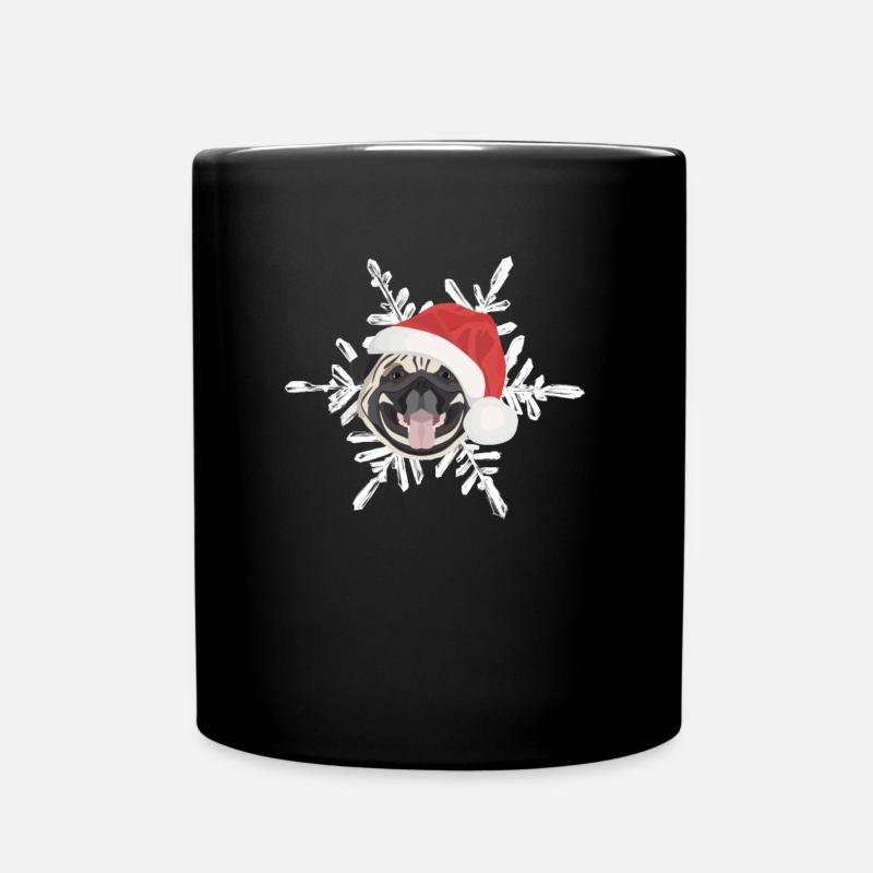 Pug Merry Christmas - Full Colour Mug - black