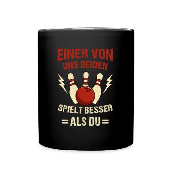 Bowling Pin Bowlingkugel Bowlingspieler Sport - Tasse einfarbig - Schwarz - Vorne