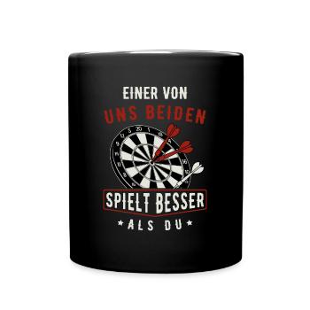 Darts Dartspieler Dartpfeile Dartscheibe Darter - Tasse einfarbig - Schwarz - Vorne