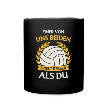 Sport Ballsport Ball Beachvolleyball Volleyball - Tasse einfarbig - Schwarz - Vorne