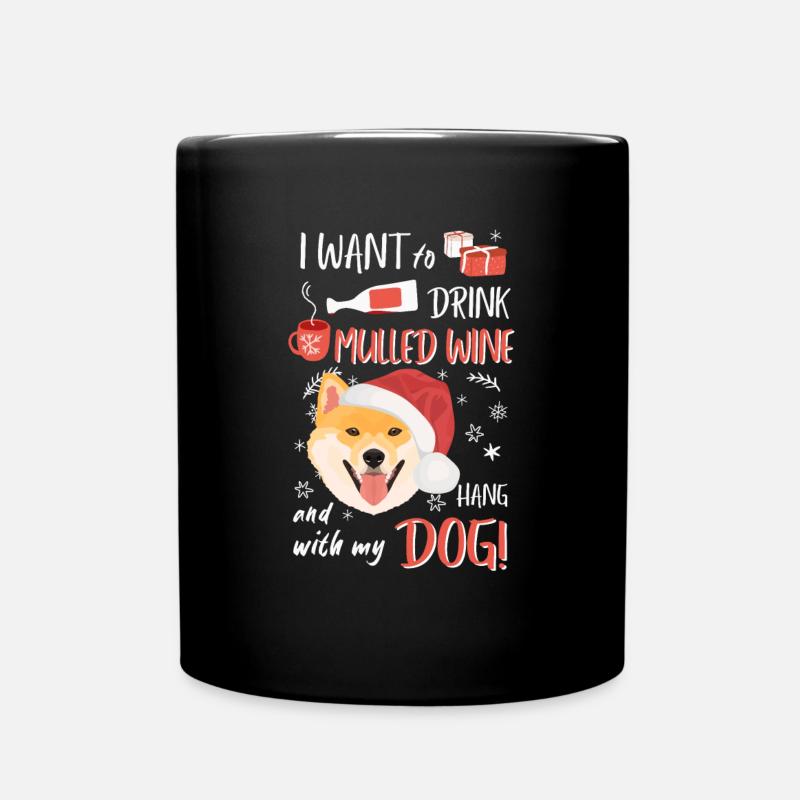 Shiba Inu mulled wine Christmas - Full Colour Mug - black