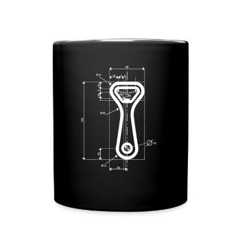 Technical drawing bottle opener - Full Colour Mug - black - Front