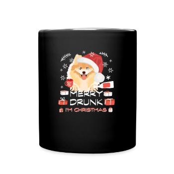 Zwergspitz Weihnachtsmarkt - Tasse einfarbig - Schwarz - Vorne