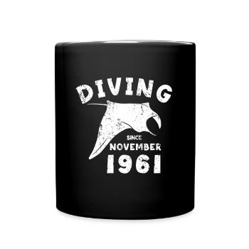 Anniversaire du plongeur - Plongée depuis novembre 1961 - Mug uni - noir - Devant