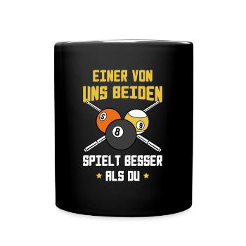 Billardkugeln Sport Pool Kneipensport Billard - Tasse einfarbig - Schwarz - Vorne