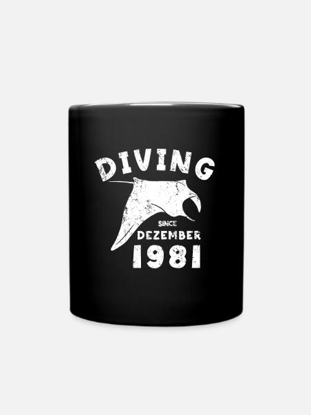 Anniversaire du plongeur - Plongée depuis décembre 1981 - Mug uni - noir