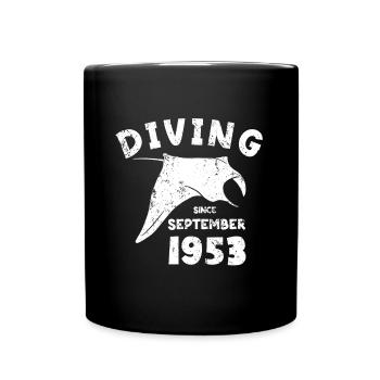 Taucher Geburtstag - Diving since September 1953 - Tasse einfarbig - Schwarz - Vorne