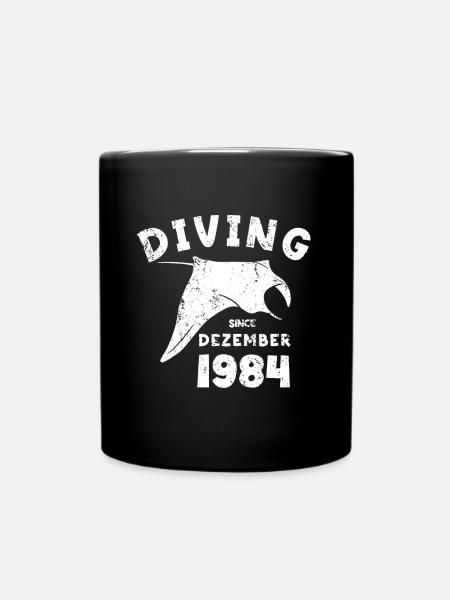 Anniversaire du plongeur - Plongée depuis décembre 1984 - Mug uni - noir