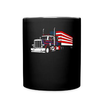 LKW -Fahrer US -Flagge - Tasse einfarbig - Schwarz - Vorne