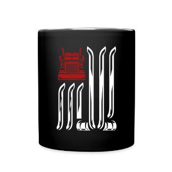 LKW -Fahrer US -Flagge - Tasse einfarbig - Schwarz - Vorne