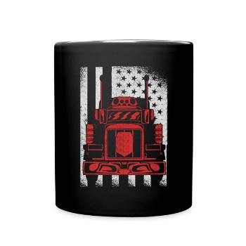 LKW -Fahrer US -Flagge - Tasse einfarbig - Schwarz - Vorne
