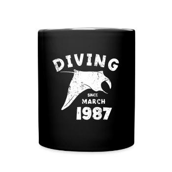Diver Birthday - Diving since March 1987 - Full Colour Mug - black - Front