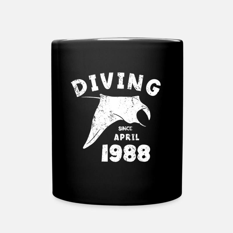 Taucher Geburtstag - Diving since April 1988 - Tasse einfarbig - Schwarz