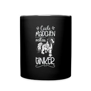 Coole Mädchen reiten Tinker - Tasse einfarbig - Schwarz - Vorne