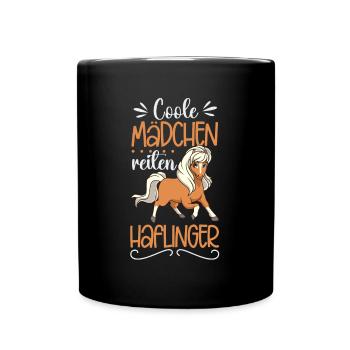 Coole Mädchen reiten Haflinger - Tasse einfarbig - Schwarz - Vorne