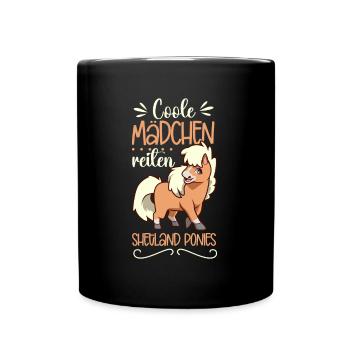 Coole Mädchen reiten Shetland Pony - Tasse einfarbig - Schwarz - Vorne