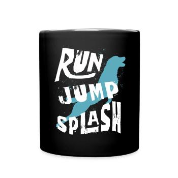 Dog diving, dock diving - Full Colour Mug - black - Front