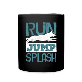 Dog diving, dock diving - Full Colour Mug - black - Front