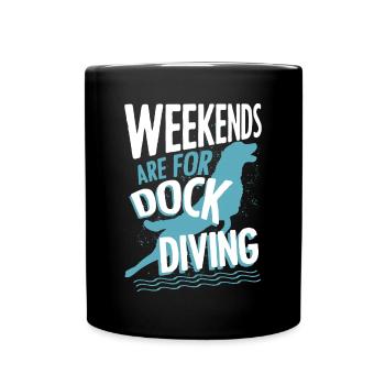 Dog diving, dock diving - Full Colour Mug - black - Front