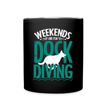 Dog diving, dock diving - Full Colour Mug - black - Front