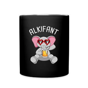 Alkifant Elefant Biertrinker Bier - Tasse einfarbig - Schwarz - Vorne