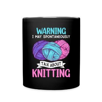 knitting, crocheting, yarn, crochet, - Full Colour Mug - black - Front