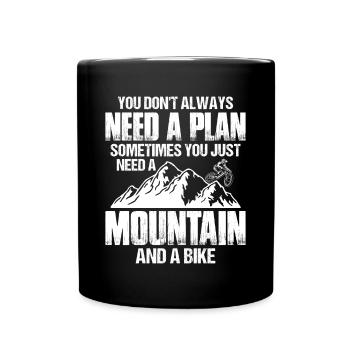 Mountainbiker, Mountainbike - Tasse einfarbig - Schwarz - Vorne