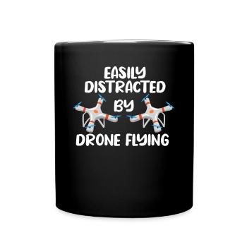 Drone volant, drones, drones, modèles réduits d’avions - Mug uni - noir - Devant