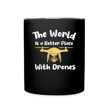 Drone volant, drones, drones, modèles réduits d’avions - Mug uni - noir - Devant
