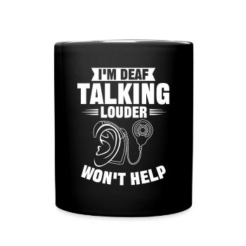 Deaf Pride, audiologist, finger spelling - Full Colour Mug - black - Front