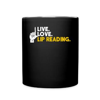 Deaf Pride, audiologist, finger spelling - Full Colour Mug - black - Front