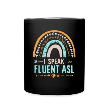 Deaf Pride, audiologist, finger spelling - Full Colour Mug - black - Front