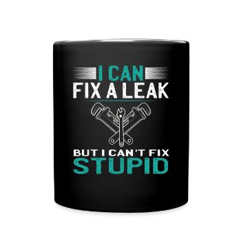 I can't cure stupidity - Full Colour Mug - black - Front