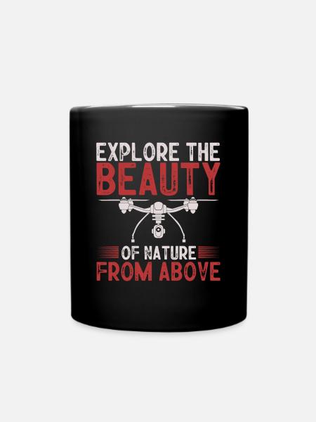 Drone flying, aerial drones, multicopters, drones - Full Colour Mug - black