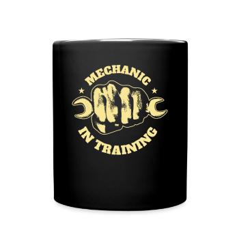 Mechanic in training garage alcohol cars - Full Colour Mug - black - Front