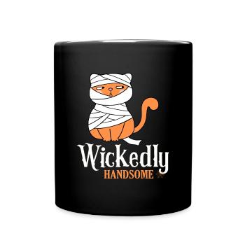 Wickedly Handsome Evil Cute Cat - Full Colour Mug - black - Front