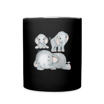 Elephant Family Mama Baby T-Shirt - Full Colour Mug - black - Front