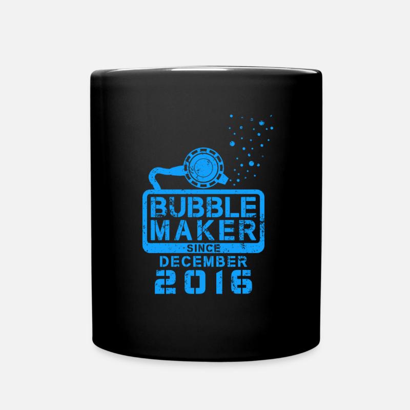 Taucher Geburtstag Bubblemaker seit Dezember 2016 - Tasse einfarbig - Schwarz