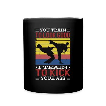 You train to look good, I train - Full Colour Mug - black - Front