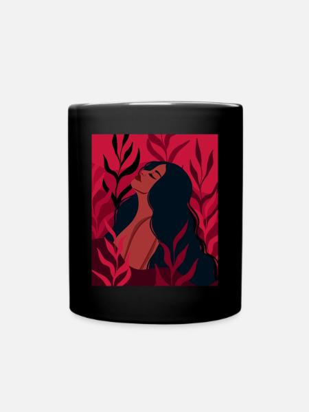 Beliebte Farbe 2023 Viva Magenta Weibliche - Tasse einfarbig - Schwarz