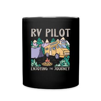 Camping camping-car, VR - Mug uni - noir - Devant