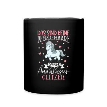Andalusier Glitzer - Das sind keine Pferdehaare - Tasse einfarbig - Schwarz - Vorne