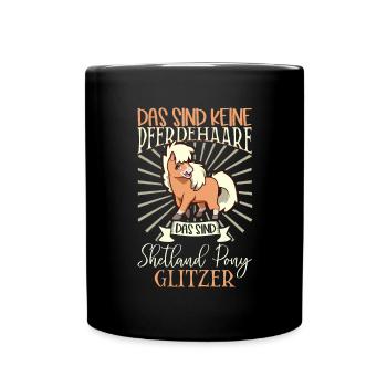 Shetland Pony Glitzer - Das sind keine Pferdehaare - Tasse einfarbig - Schwarz - Vorne