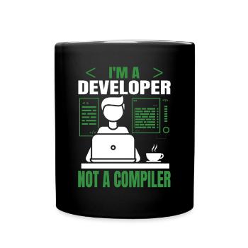 I'm a developer, not a Compiller programmer - Full Colour Mug - black - Front