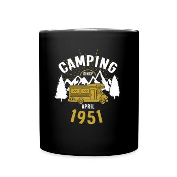 Anniversaire: Camping depuis avril 1951 Camping-car - Mug uni - noir - Devant