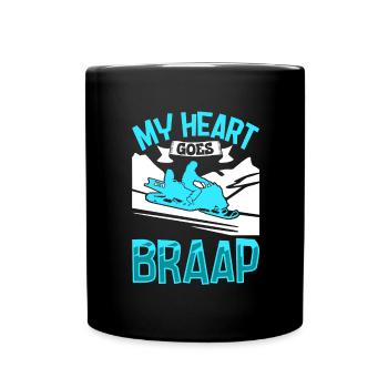 My heart goes BRAAP - Schneemobil - Tasse einfarbig - Schwarz - Vorne