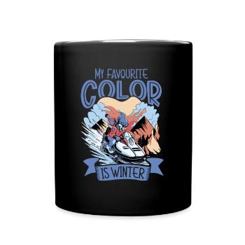My favourite color is winter - Schneemobil - Tasse einfarbig - Schwarz - Vorne